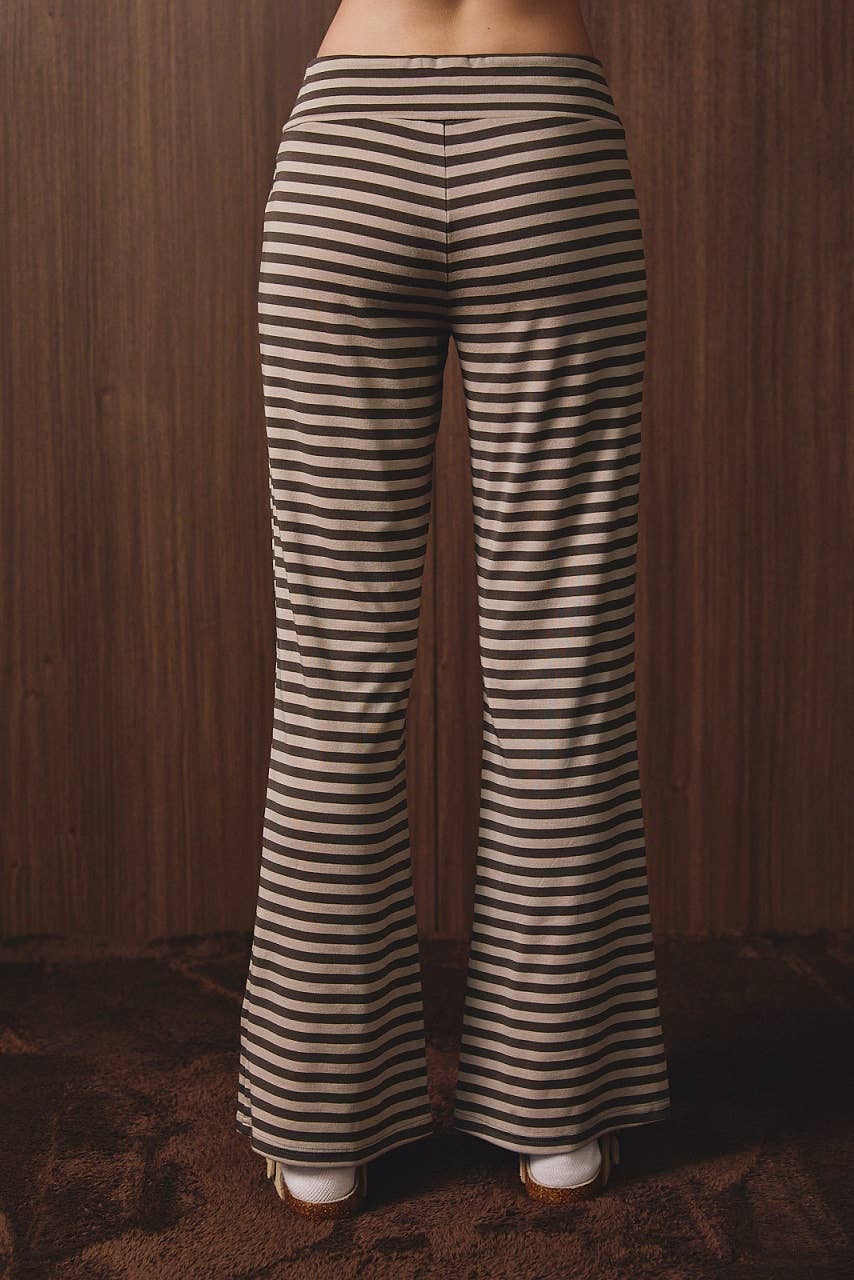 MID RISE WIDE LEG STRIPE PANTS