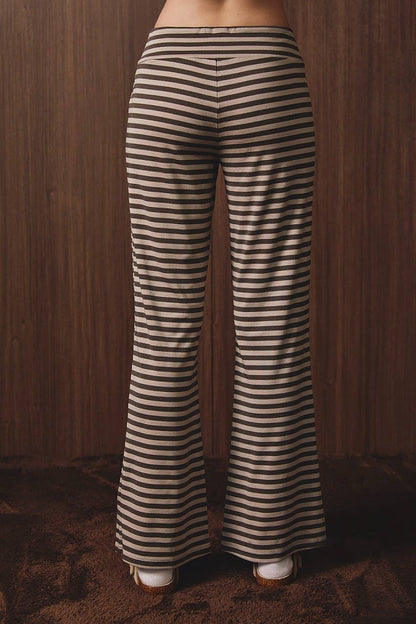 MID RISE WIDE LEG STRIPE PANTS