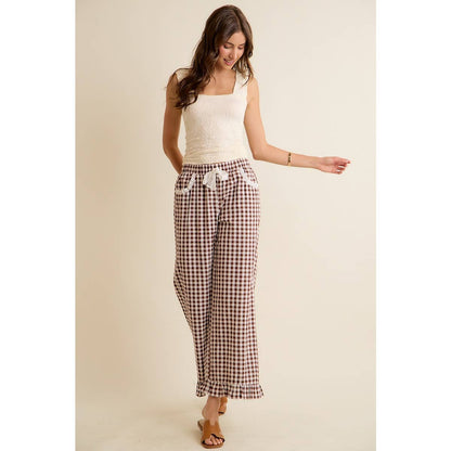 GINGHAM RUFFLED PANTS