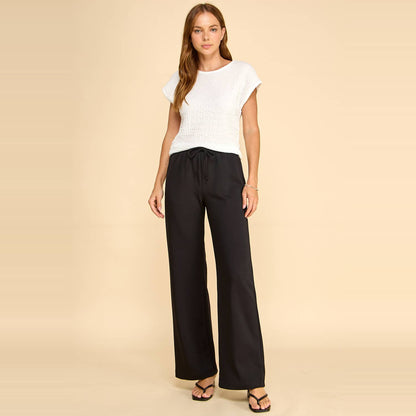 Wide Leg Drawstring Lounge Pants with Pockets