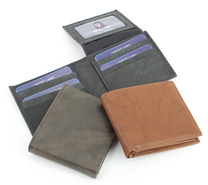 Bi-Fold Leather Wallet with Top Flap 15714
