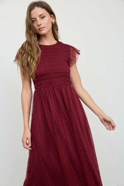 POLKA DOT SMOCK DRESS