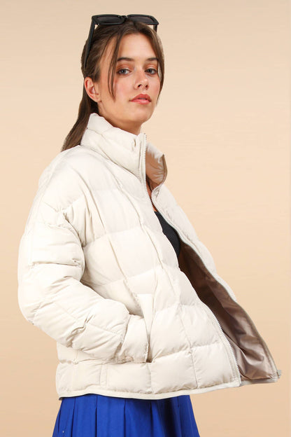 NJ90311-Solid Puffer Padded Warm Jacket