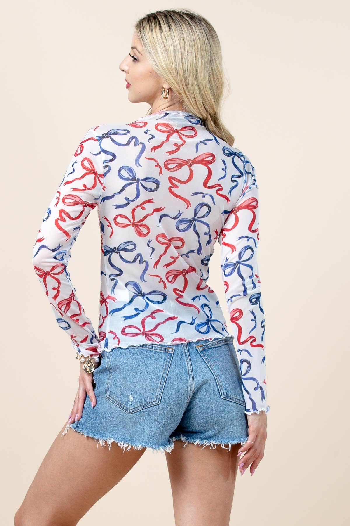 American Flag Ribbon Mesh Top