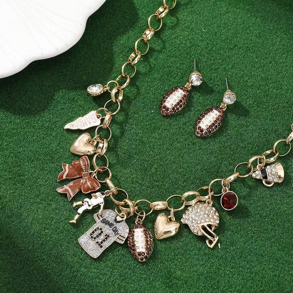 Football Necklace & Earring Set