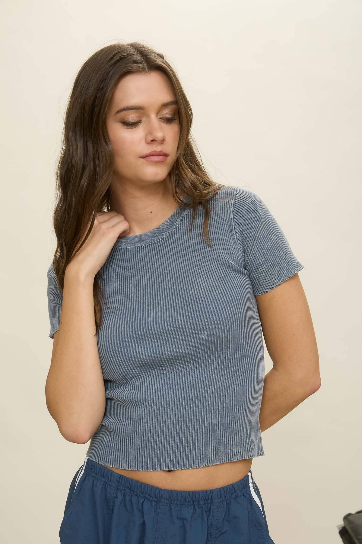WASHED RIBBED CROP
