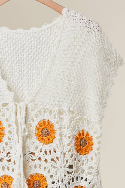 Boho Crochet Sunflower Top