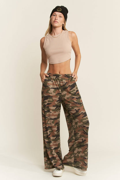 ARMY CAMO WIDE LEG PANTS