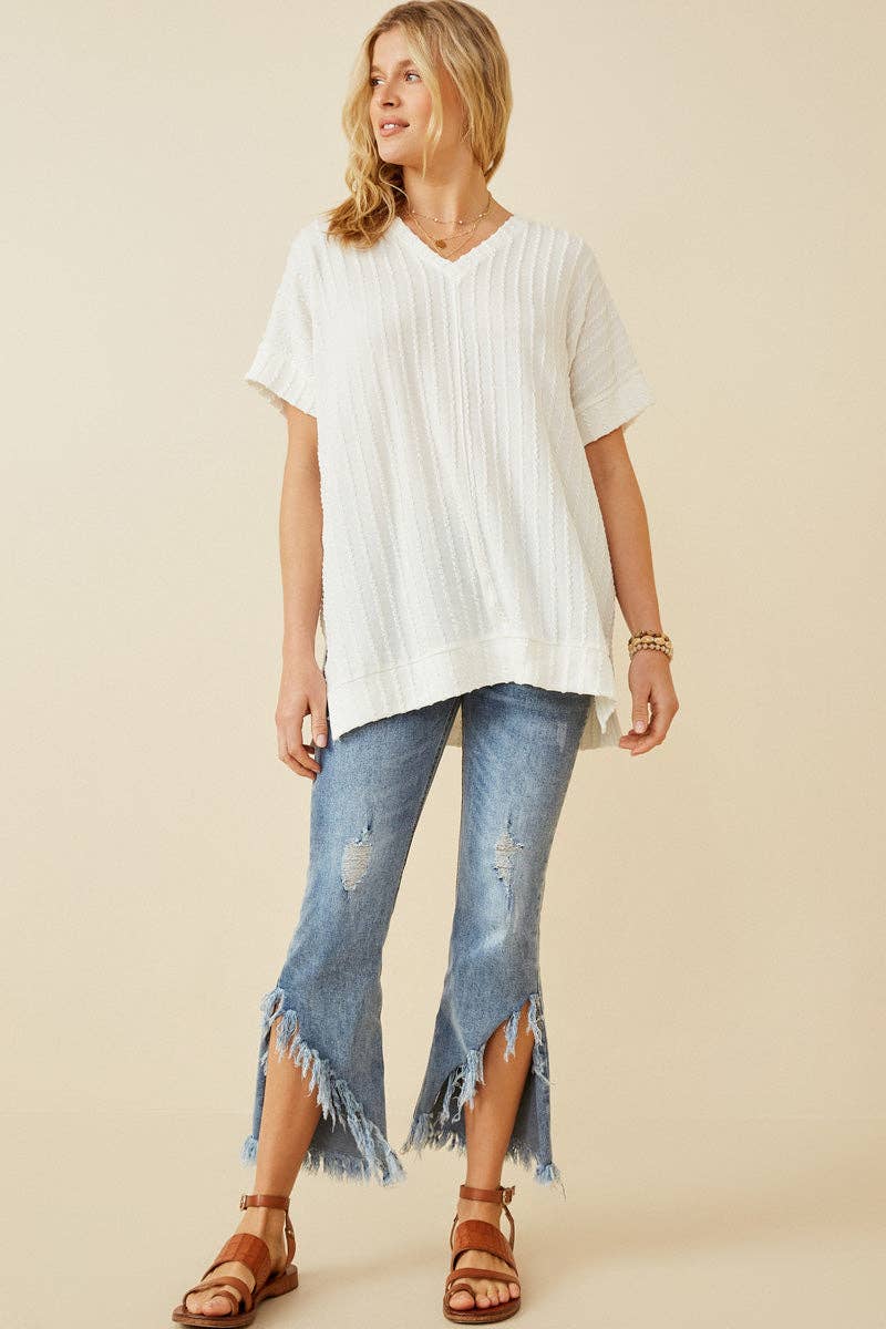 Cable Knit Banded Dolman Vneck