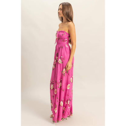 Floral Print Strapless Jumpsuit