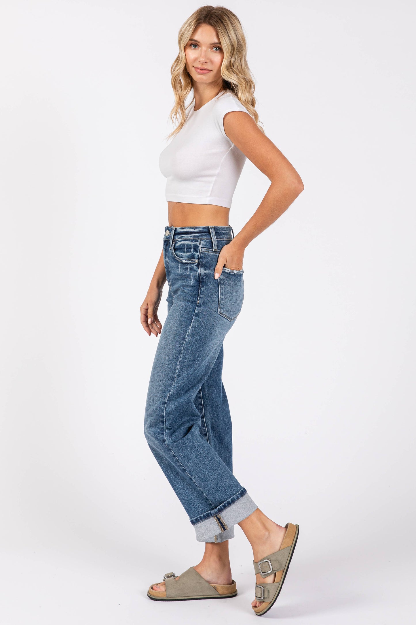 Petra Straight Cropped Cuff Jean