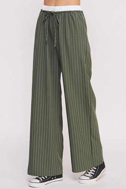 PINSTRIPE WIDE LEG PANTS