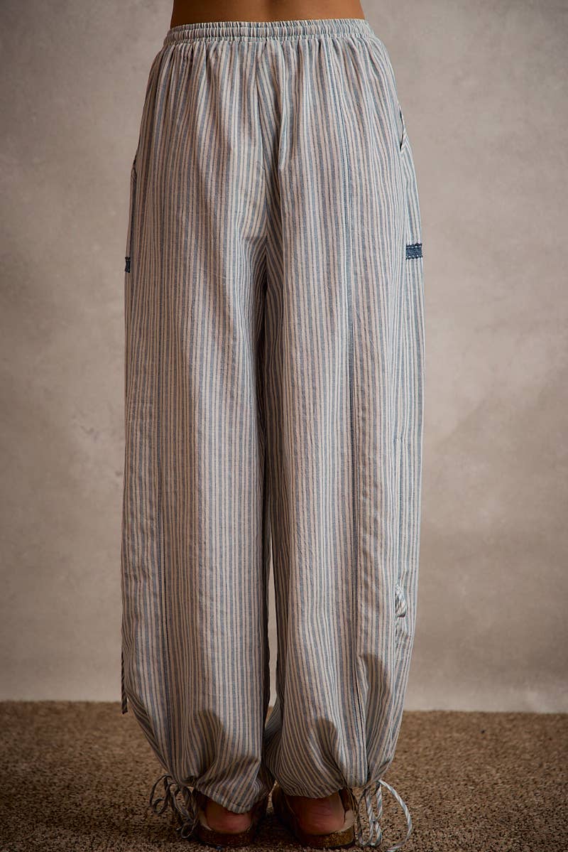 LIGHTWEIGHT MULTI STRIPE JOGGER PANTS WITH SIDE SLITS WITH T