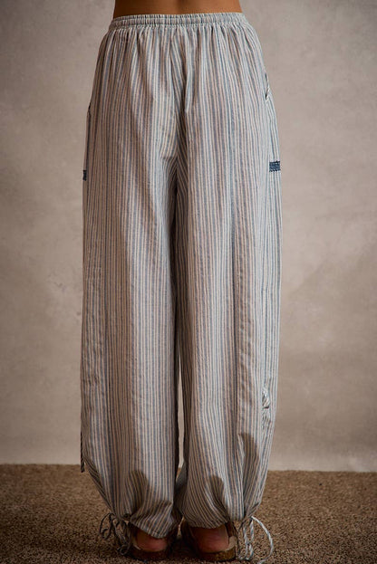 LIGHTWEIGHT MULTI STRIPE JOGGER PANTS WITH SIDE SLITS WITH T