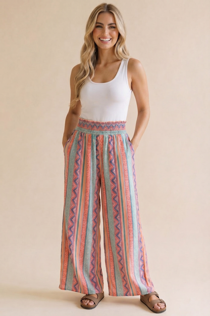 Plus Wide Leg Patchwork Pants