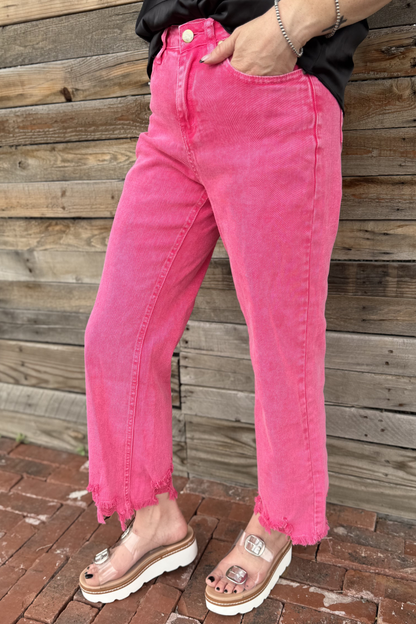 Outlaw Crop Jeans - Pink