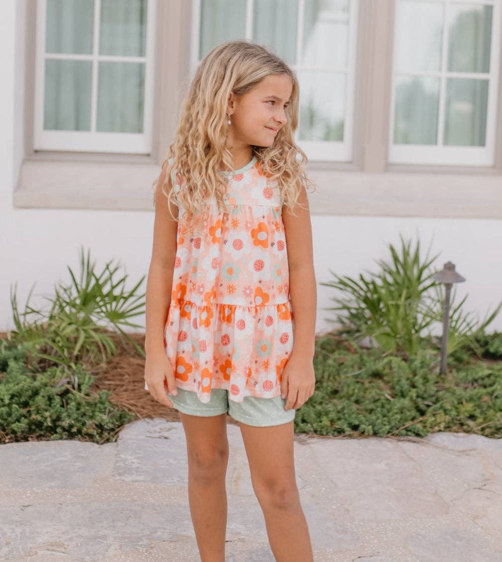 Kids Retro Flower Short Set
