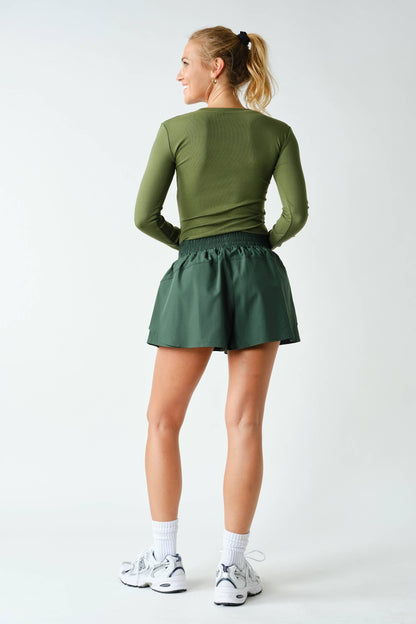 Essential Long-Sleeved Micro-Ribbed Athleisure Top
