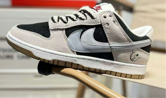 Black gray white sneakers