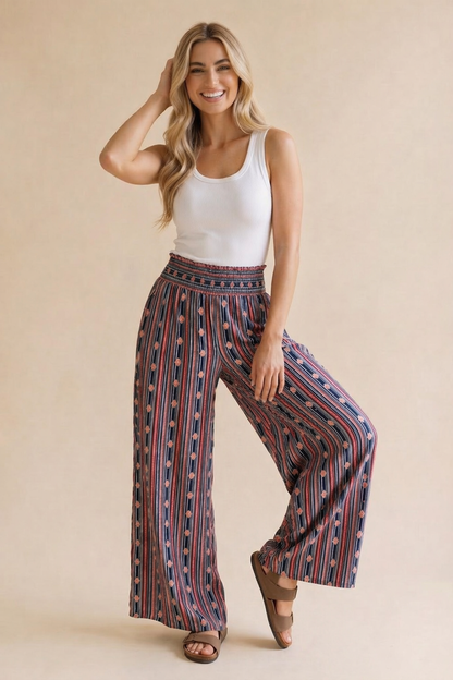Plus Wide Leg Patchwork Pants