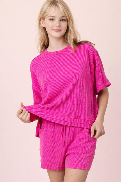 Ribbed Knit Shorts Set
