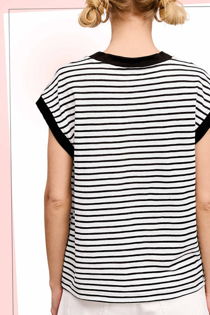 Nautical Cap Sleeve Striped Top