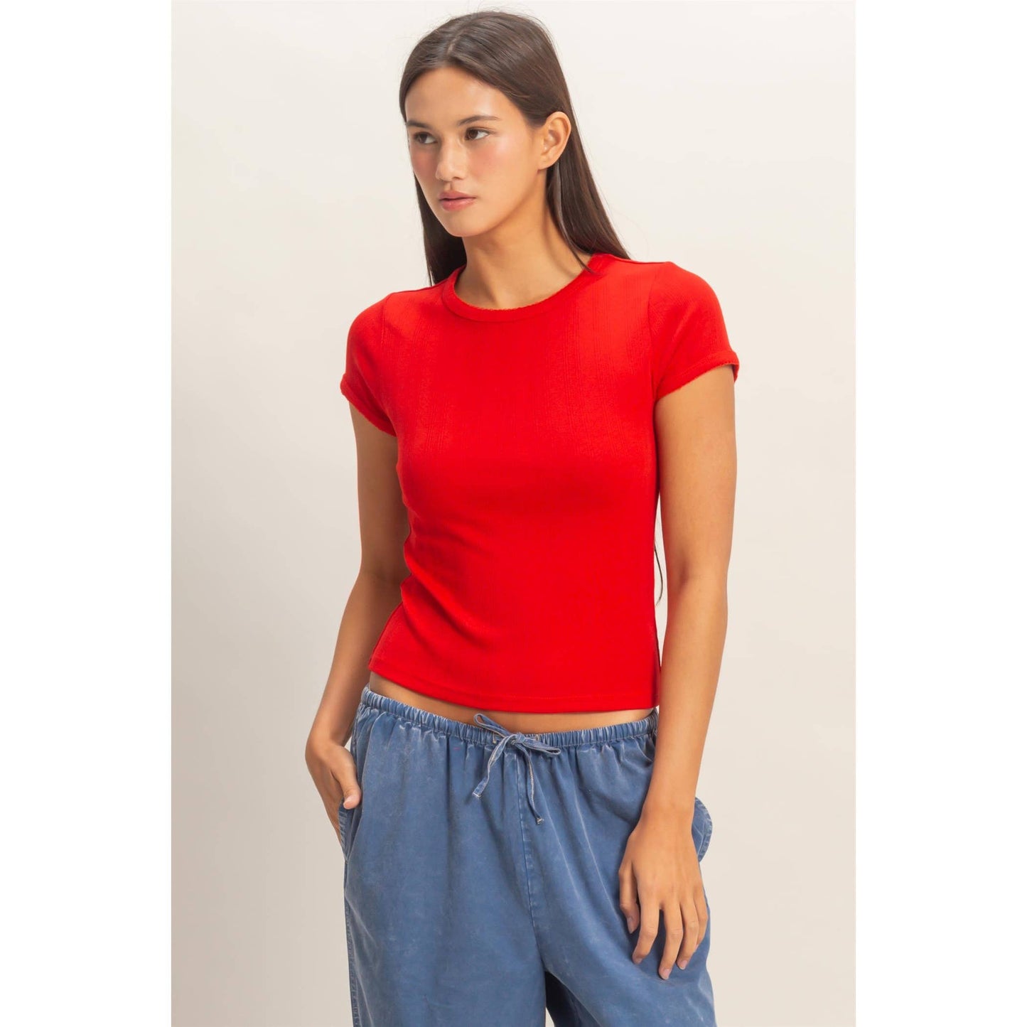 Pointelle Short Sleeve Top