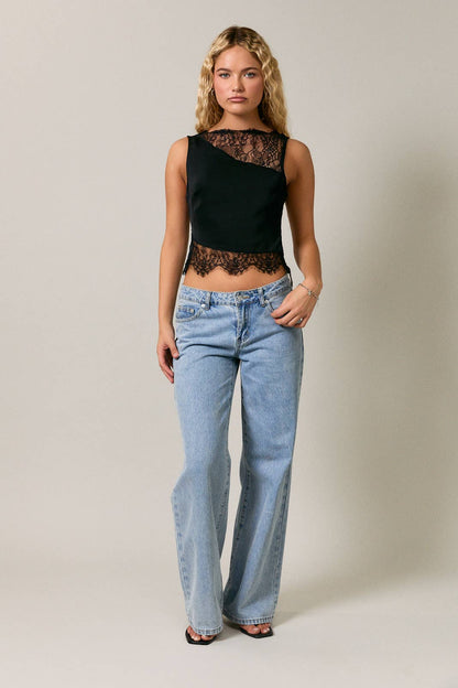 LACE DETAIL SLEEVELESS TOP