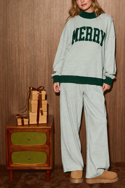 "MERRY" MOCK NECK