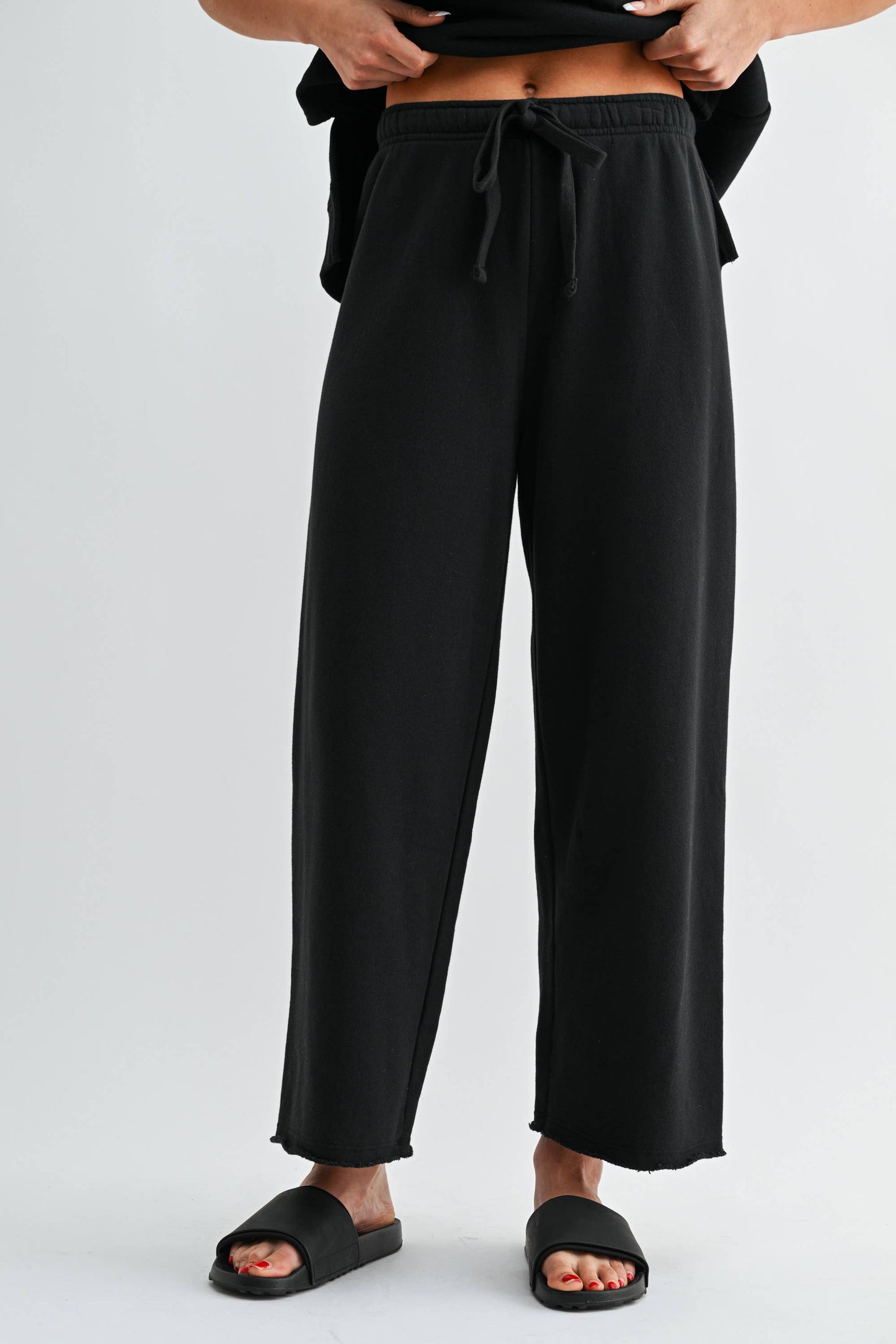 Wide-Leg Fleece Pants