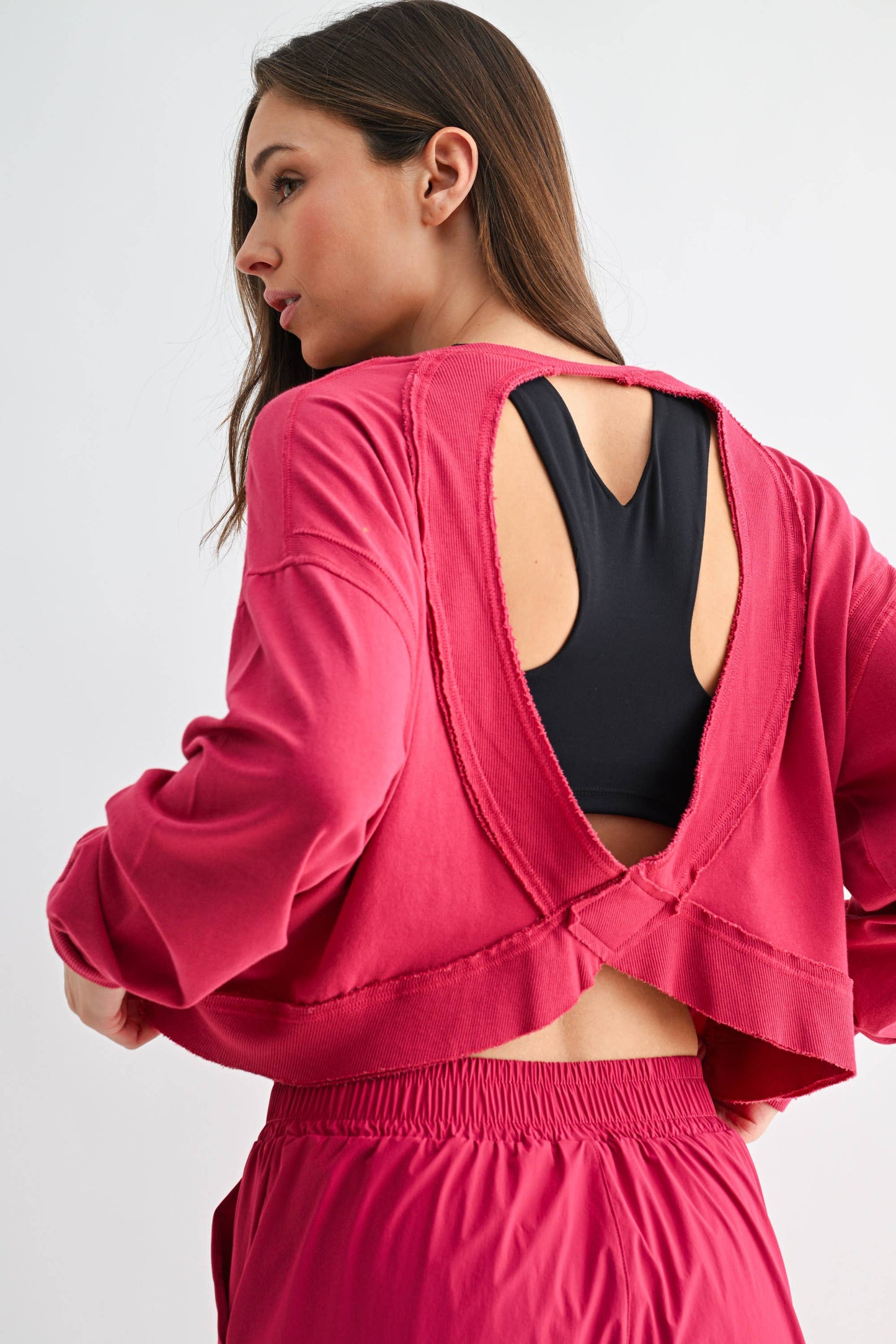 Crescent Pima Cotton Open Back Long Sleeve Tee