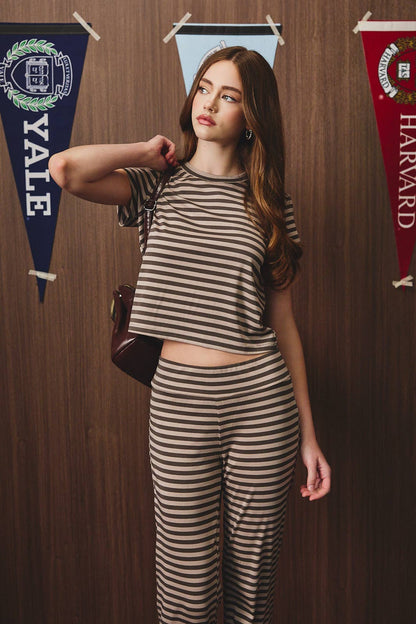 SHORT SLEEVE ROUND NECK STRIPED BABY TEE