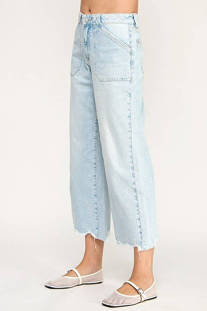 Petra High Ride Patch Pocket Wide Leg Jean