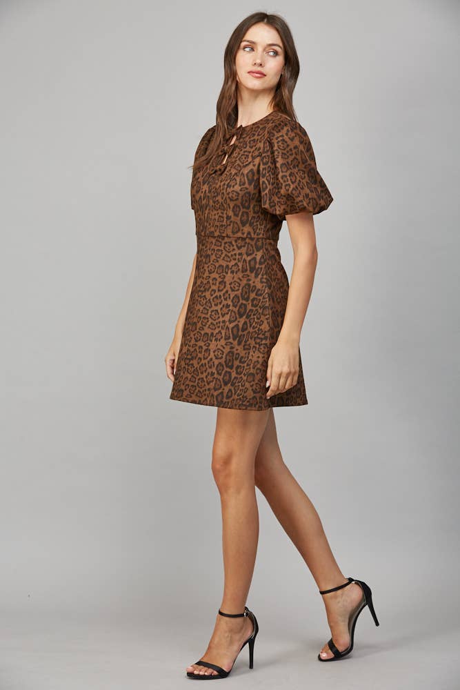 Leopard Suede Bow Dress
