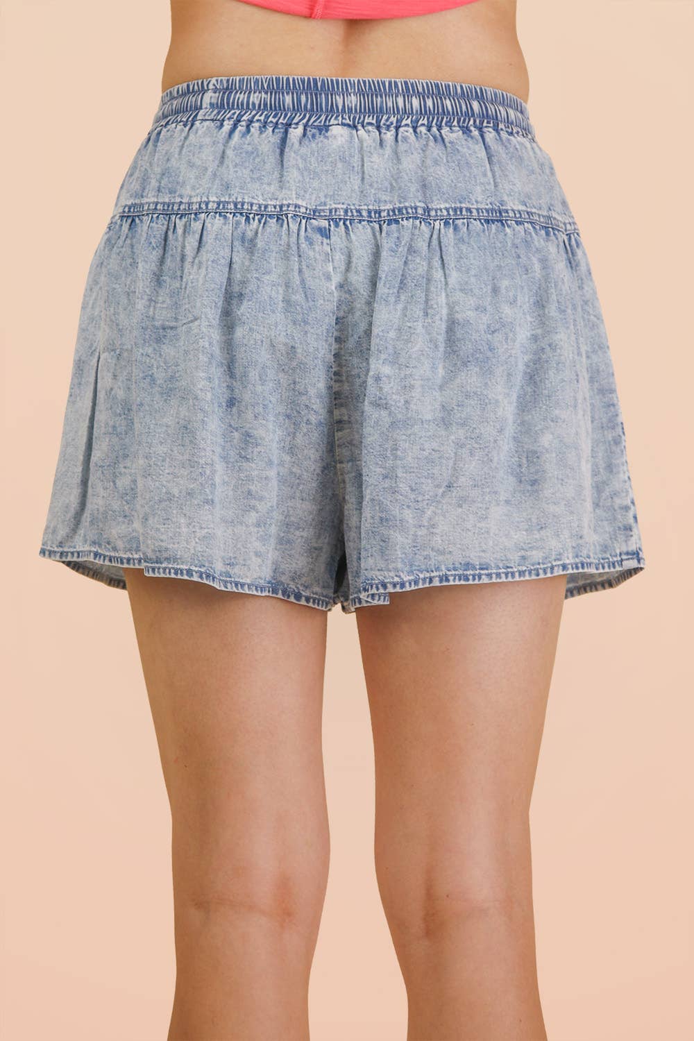 Washed Denim Flare Shorts