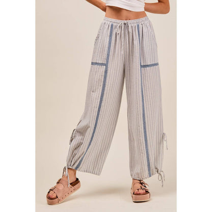 LIGHTWEIGHT MULTI STRIPE JOGGER PANTS WITH SIDE SLITS WITH T