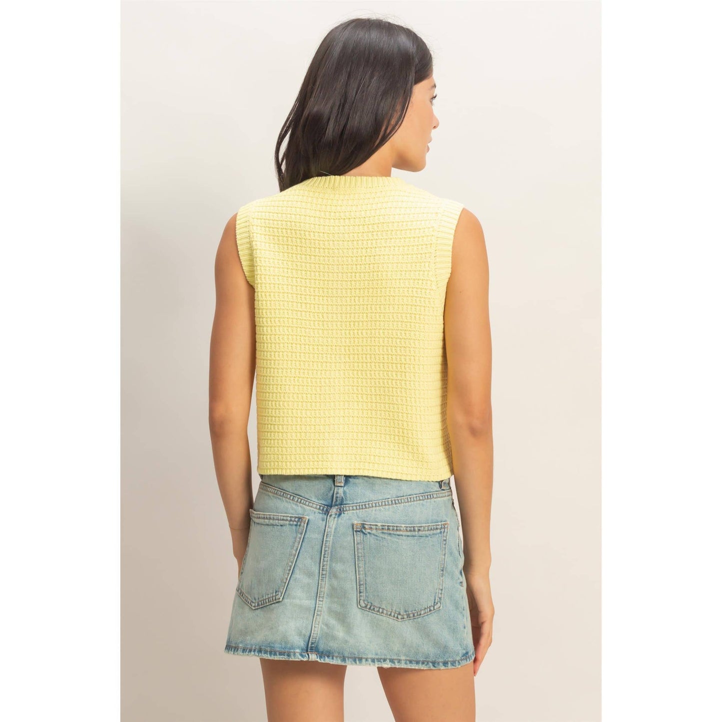 Textured Button Vest With Pocket