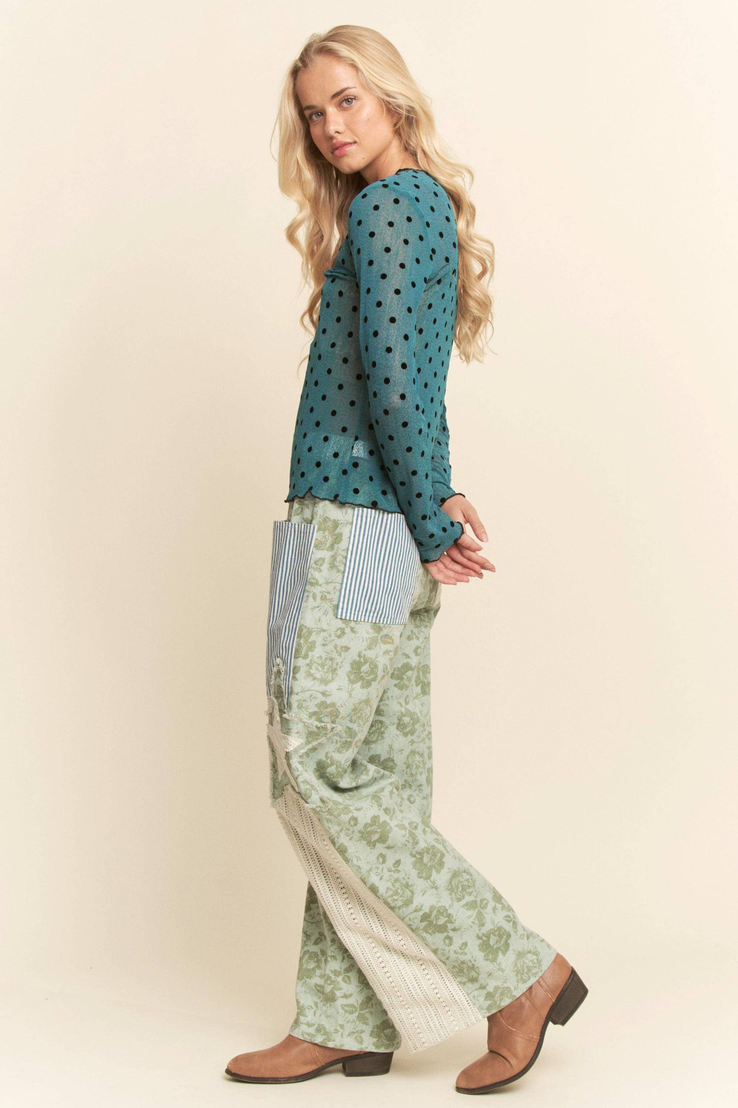 FLORAL PATCHWORK PANTS