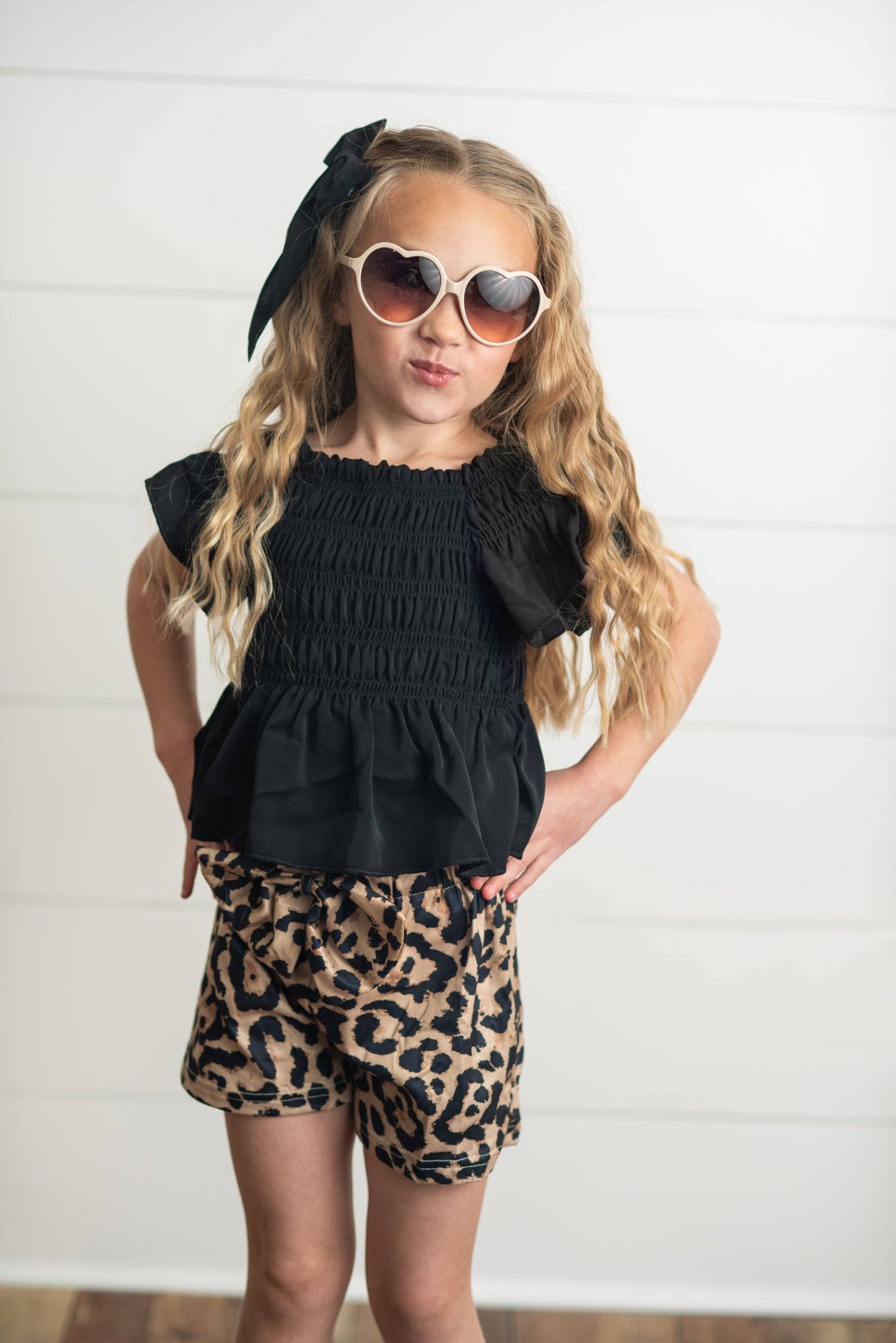 Girls Black & Leopard Set
