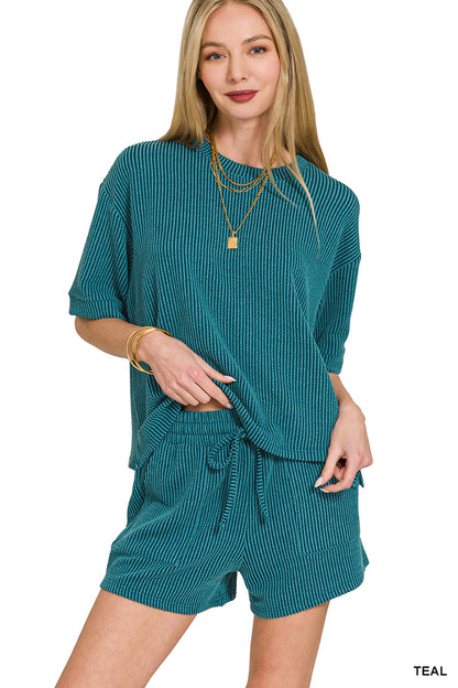 Zenana Ribbed Short Sets