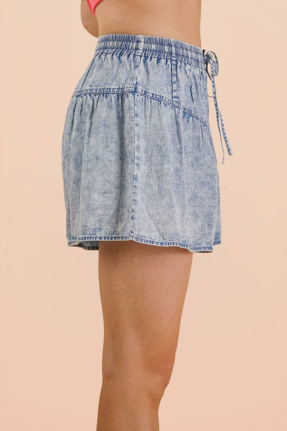 Washed Denim Flare Shorts
