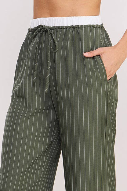 PINSTRIPE WIDE LEG PANTS
