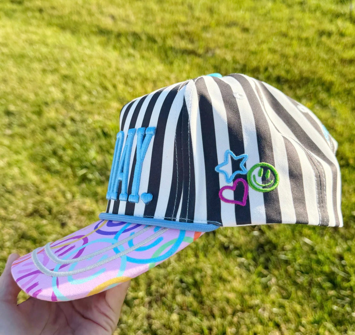 Good Day Striped Smiley Hat