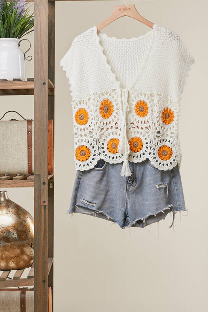 Boho Crochet Sunflower Top