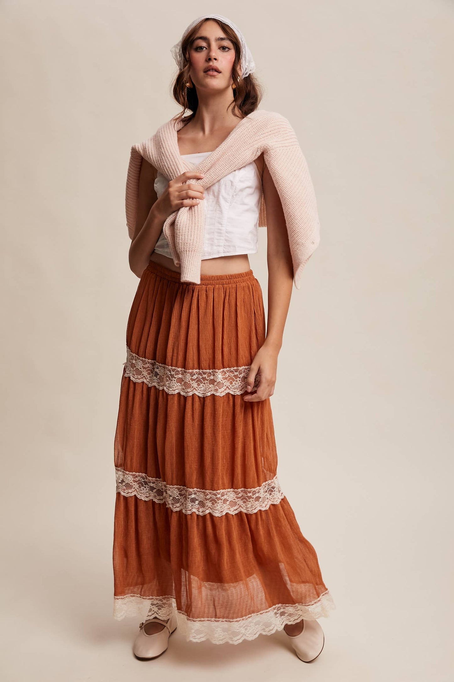 Tiered Lace Maxi Skirt
