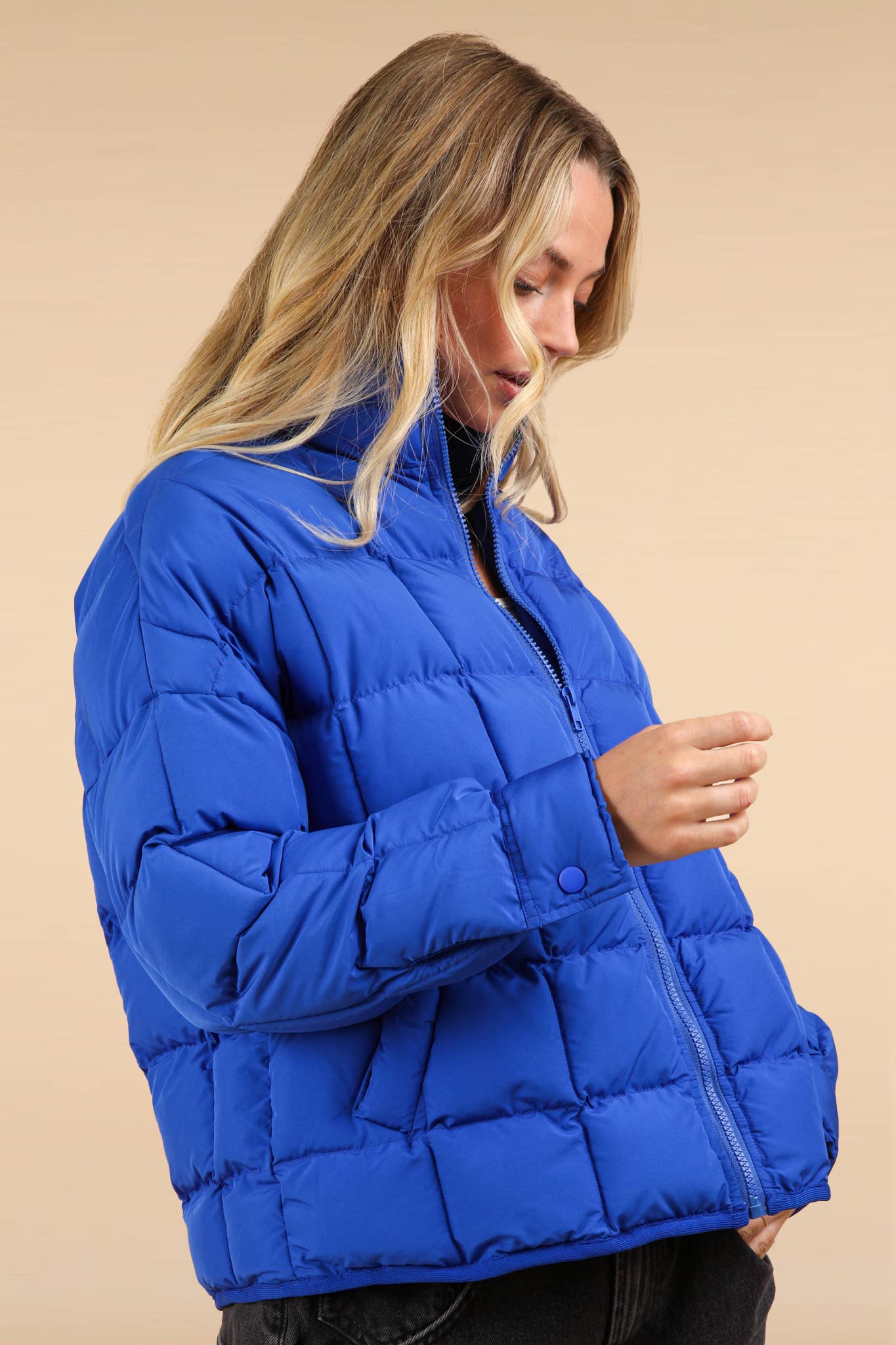 NJ90311-Solid Puffer Padded Warm Jacket