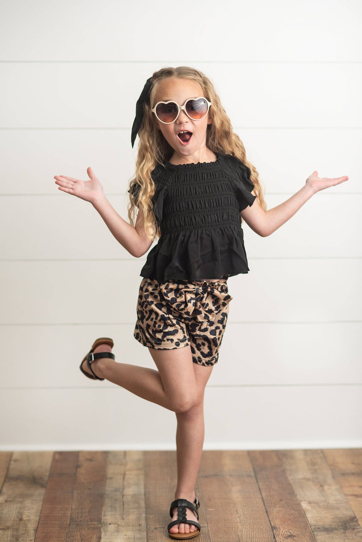 Girls Black & Leopard Set