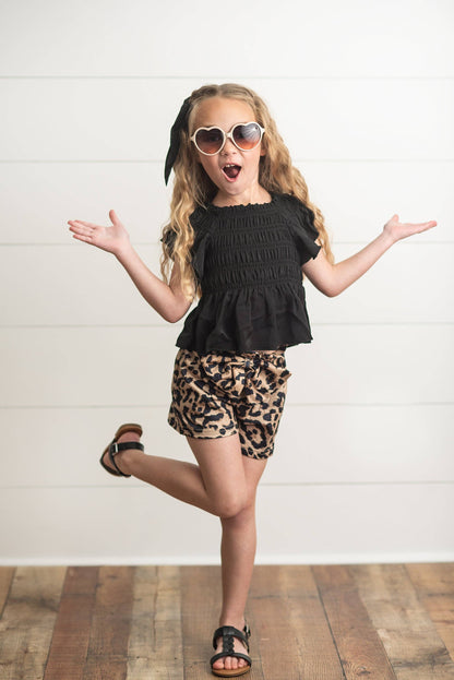 Girls Black & Leopard Set