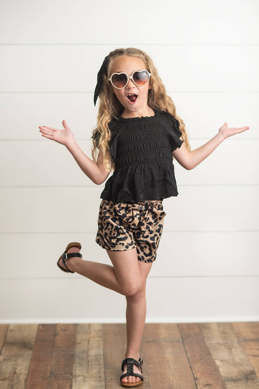 Girls Black & Leopard Set
