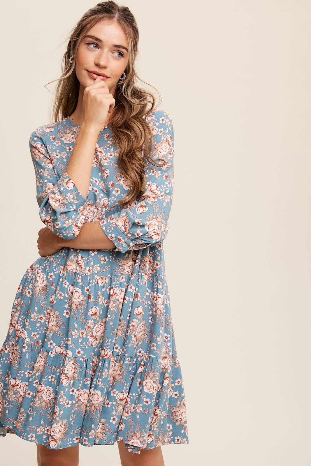 Floral Print Babydoll Midi Dress